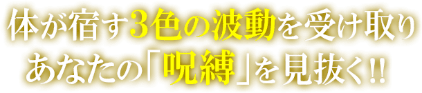 体が宿す３色の波動を受け取り　あなたの「呪縛」を見抜く！！